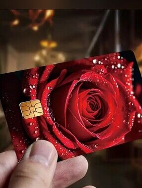 Cute Red Rose Debit Bank Card Sticker One Piece Front Skin